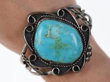 1970's Native American Nickel Silver turquoise cuff bracelet picture