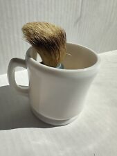 Vintage White Milk Glass Shaving Mug & Made In USA Ever Ready Shaving Brush picture
