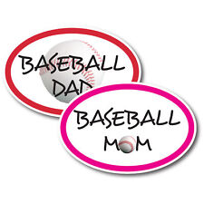 Baseball Mom and Baseball Dad Combo Pack Oval Magnet Decal, 4x6 Inches picture