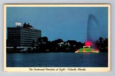 Orlando FL-Florida, The Centennial Fountain At Night, Vintage c1964 Postcard picture
