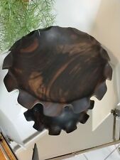 RARE Vintage Solid Hand Carved Brazilian Rosewood Bowl with scalloped edge 25x 6 picture