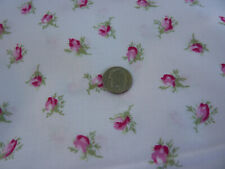 Yuwa Sweet Red and Pink Rosebuds on Beautiful Pink 100% Cotton Fabric  HTF picture