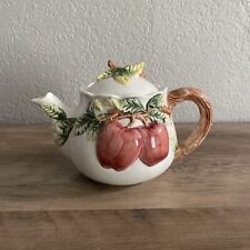 CBK LTD  1991 Teapot Apples Branch Handles With Top Vintage picture