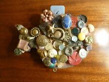 Vintage Button Art Work Fish Shape with Old Buttons 5 1/2 X 6 1/2