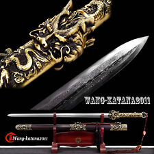 42''Han Dynasty Jian Ebony+Brass Damascus Folded Steel Handmade Chinese Sword picture