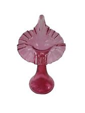 1989 Fenton Glass Cranberry Coin Dot Jack in the Pulpit Tulip Vase  picture