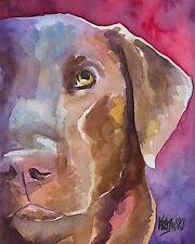 Labrador Retriever Art Print from Painting | Chocolate Lab Gifts, Memorial 8x10 picture