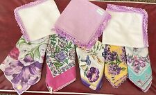 Vintage Lot of 10* Hankerchiefs* All w/ Shades of Lavender * Floral* 8 unused picture
