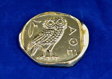Paperweight Owl of Athena symbol of  wisdom Desk Press Papier bronze polished picture