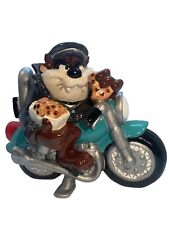 Vintage Warner Bros Taz Tasmanian Devil on Motorcycle Ceramic Cookie Jar picture