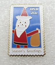 1984 Vintage Season Greeting Santa Claus Lapel Pin (B20) picture