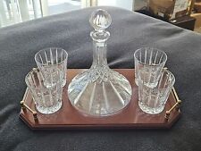 Wedgwood Crystal Ship's Decanter 4 Double Old Fashioned Tumblers Tray Set  picture