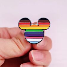 Rainbow Mickey Mouse Ears Pin, LGBT LGBTQ Gay Pride Disney Pin picture