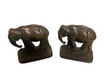 Elephant • Cast Iron Bookends ~ Vintage ~ Bronze ~ Set of 2 ~ Great Condition picture