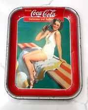 1939 Antique Art Deco Coca Cola USA Woman Lady Tray Soda Advertising picture