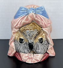 Antique Majolica Figural OWL Humidor Tobacco Jar Josef Strnact Germany picture