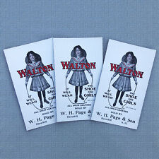 c1910 LOT 3 TRADE CARDS/ INK BLOTTER ADS FOR WALTON GIRLS SHOES, HAVERHILL, NH picture