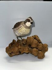 Large Hand Carved & Painted Bird/Quail On Large Burl Wood 9”Lx 8” Wide 5” Deep picture