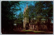 Brunswick Maine Bowdoin College Campus Chapel Streetview Chrome Postcard picture