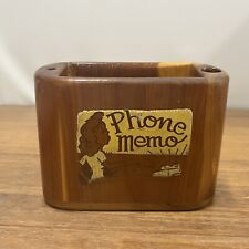 Vintage Wood Wooden Cedar Memo Holder Pen Pencil Phone Message Cabin Decor picture