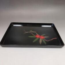 Japanese 1399 Lacquer Ware Stone Camphor Flower Long-Horn Tray Gift Stamp Bus picture