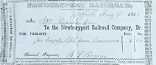 AUGUST 1855 NEWBURYPORT RAILROAD B&M FREIGHT RECEIPT PRE CIVIL WAR picture