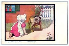 c1910's Little Girl Playing Pee Ka Boo Bulldog Dorothy Dixon Antique Postcard picture