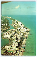 1960s MIAMI BEACH FLORIDA FAMOUS LUXURY HOTELS AERIAL VIEW POSTCARD P3122 picture