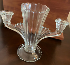 REDUCED   Jeanette Glass Deco Vase with 2 candleholders Circa 1935 - 1940 picture