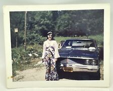 Vtg 70s Poloroid Photo Hippy Girl Flower Power Elephant Pants Middy Top Car picture