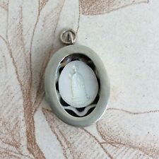 19th Century Silver Reliquary Medallion Pendant? and mother-of-pearl picture
