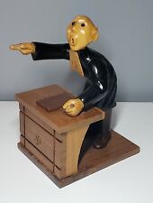 Vintage Romer Hand Carved Wooden Figure Judge On Bench Made In Italy picture