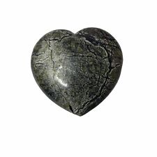 Vintage Marble Heart Stone Paperweight Gray Black 4 X 4 In picture
