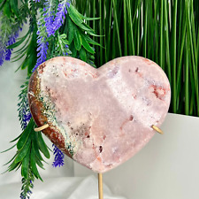 Large Pink Amethyst Heart and Jasper with Stand Crystal Carving Australian Selle picture