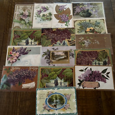 Pretty ~Lot of 15 Lilac Purple Lilacs Flowers~ Vintage Greetings Postcards~k-47 picture