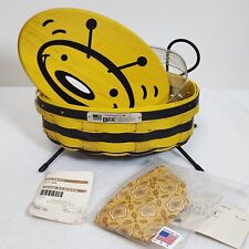 Longaberger 2009 Bee Basket Yellow Black+Bee Lid+Wings+Protector+Liner+Card NOS picture