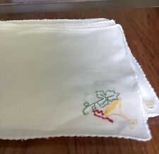 12 VTG Madeira Cocktail Napkins Hand Embroidered Drink Glass Grapes Leaves 6.5” picture