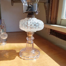 1880s BEAUTIFUL HOBBS NO.341 WHITE OPALESCENT SNOWFLAKE STAND LAMP COMPLETE picture