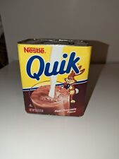 Vtg 1980's Nestle Quik Chocolate Metal Tin Container Bunny Funnies Comic 32 Oz picture