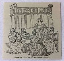 small 1880 magazine engraving ~ BEDROOM PARTY IN THE FIFTEENTH CENTURY picture