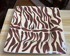 Laurie Gates Ware Wild Animal Print Plate Zebra Brown / Tan Square Serving Bowl picture