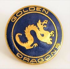 VINTAGE BEAUTIFUL BLUE ENAMEL GOLDEN DRAGONS LAPEL PIN SMALL CLUB FRATERNAL ? picture