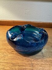 Viking Blue Crackle glass ashtray picture
