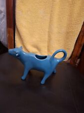 Vintage PIONEER WOMAN Teal  Blue Ceramic Cow Milk Creamer Pitcher  picture
