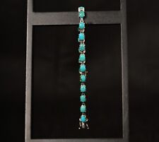 Original Vintage Sterling Silver .925 Native Turquoise Gemstone Estate Bracelet picture