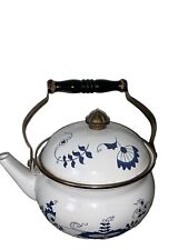 Vintage Blue Danube Metal Teapot Tea Kettle Blue Onion picture