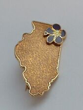 Illinois Violet State Flower Golden Hinged Pinback Pin picture