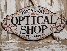 VINTAGE BROADWAY OPTICAL SHOP PORCELAIN SIGN OLD NEW YORK CITY EYE GLASSES DR. picture