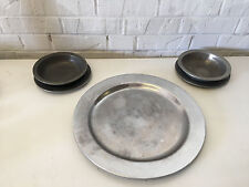 Vintage RWP Wilton Armetale Pair of Cereal Bowls w/ Underplates & Large Tray picture
