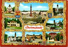 CONTINENTAL SIZE POSTCARD 8-PART MULTI-VIEW OF DARMSTADT GERMANY 1970s picture